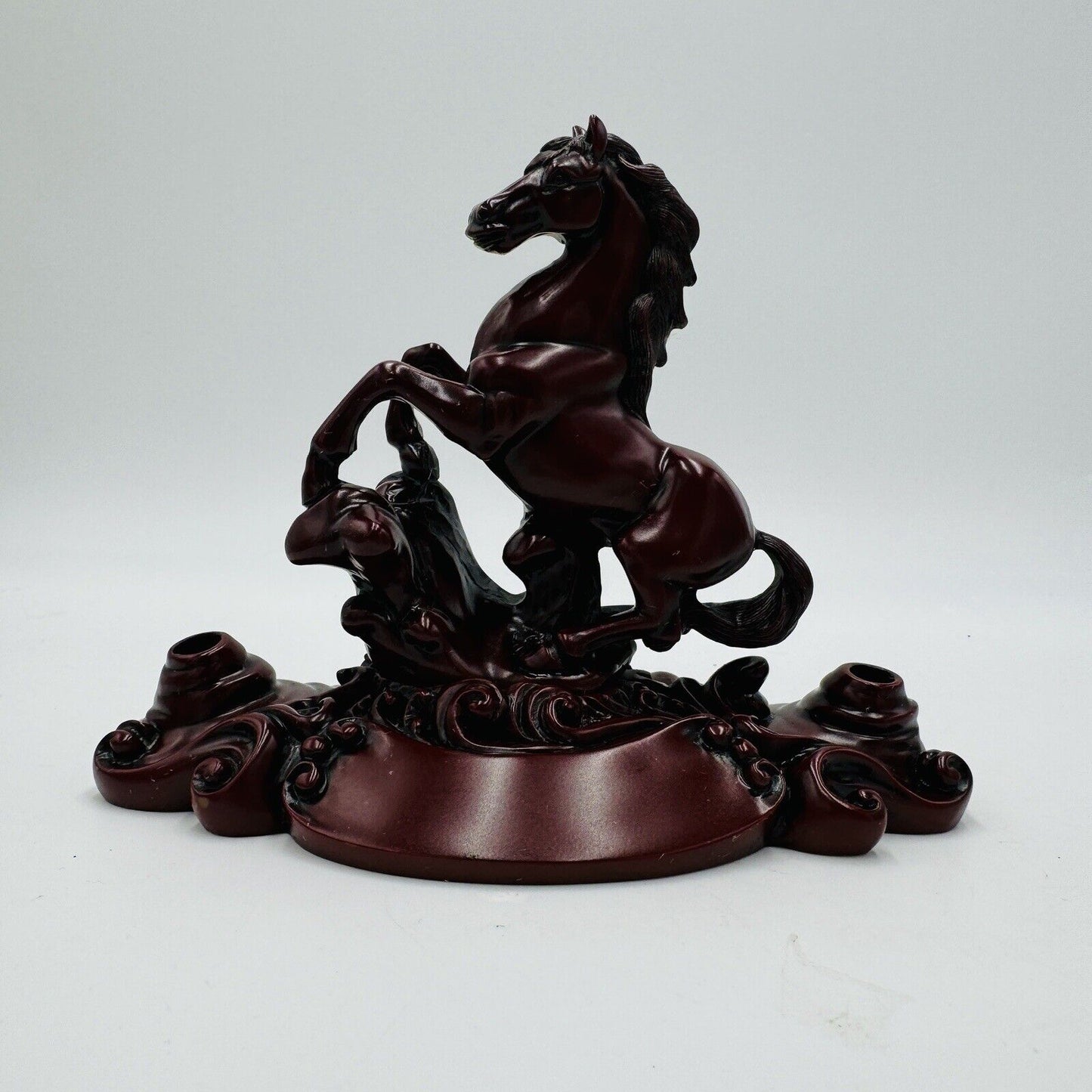 Chinese Red Resin Galloping Horse Pen Holders Desk Paperweight Vintage