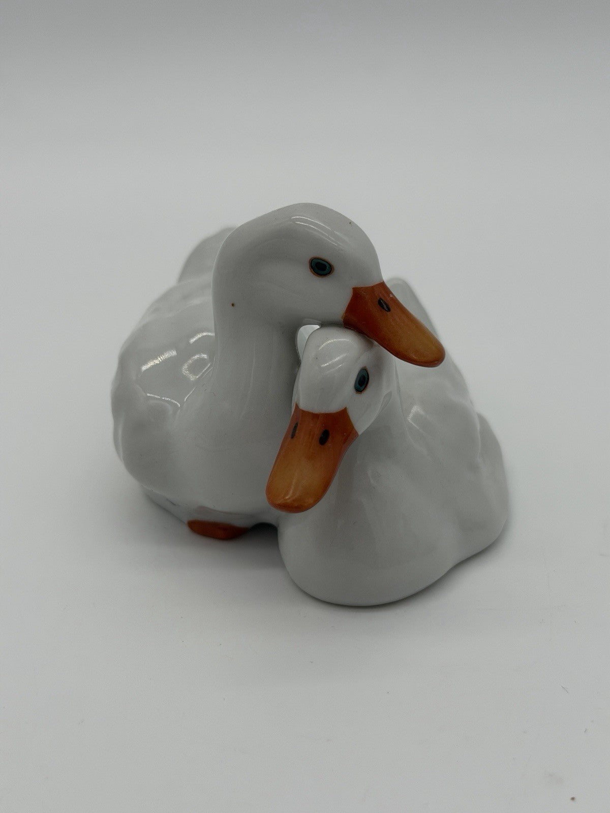Herend Hungary Porcelain Ducks White Hand Painted 1950 Vtg Figurine