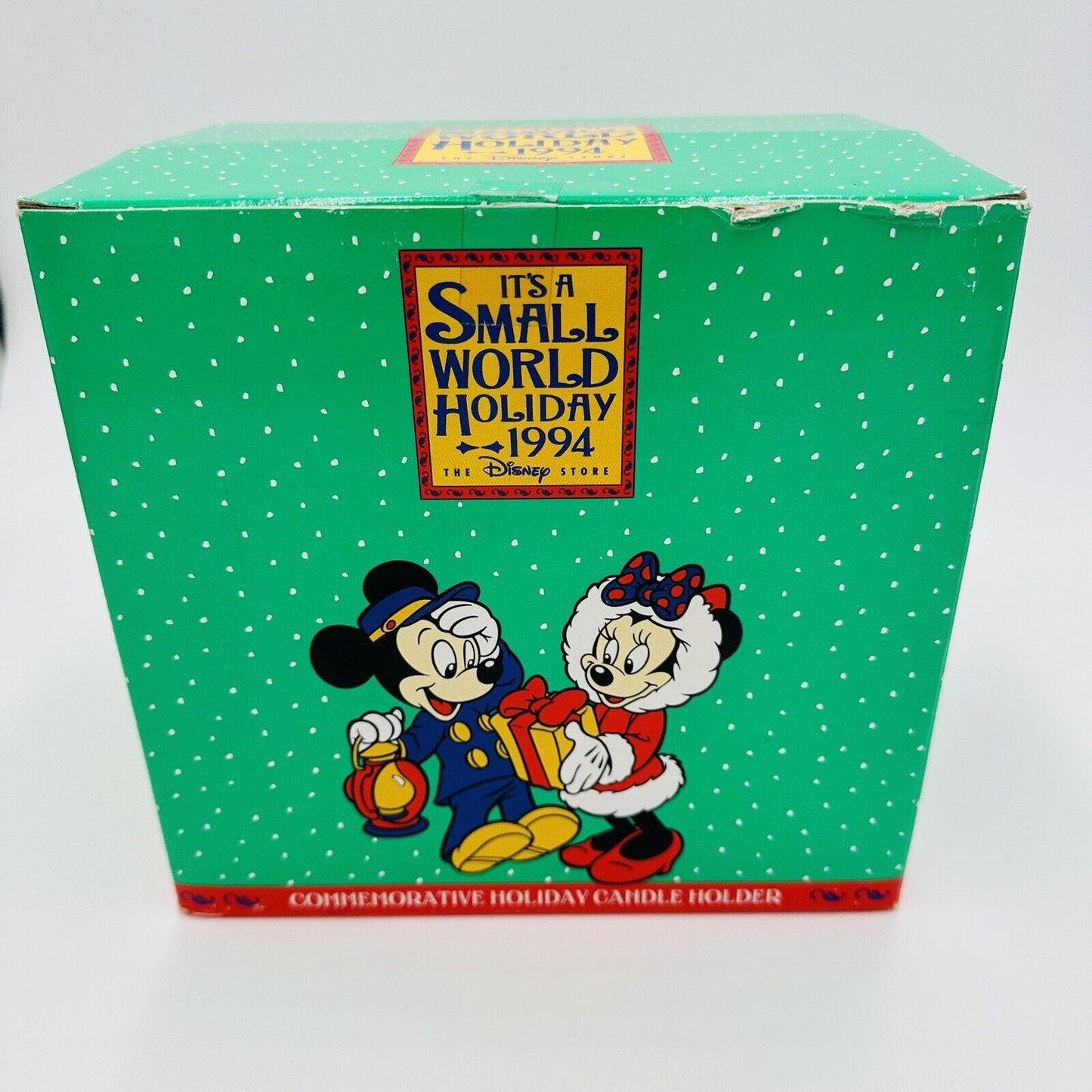 Disney Candleholder Mickey Train It's a Small World Christmas Vintage Boxed