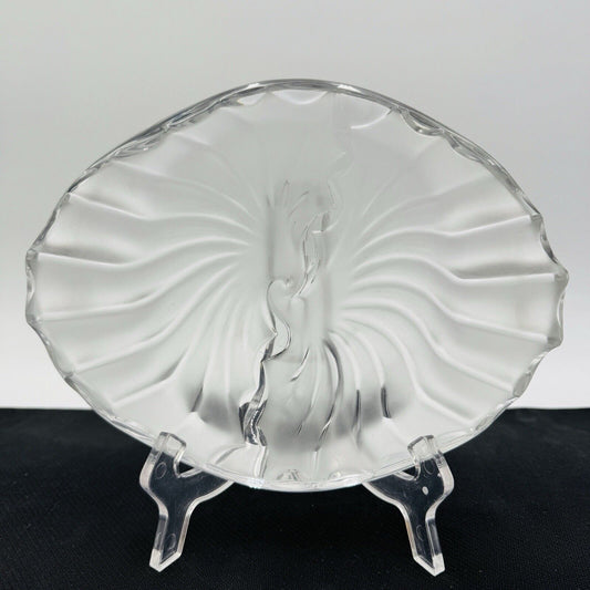 Lalique France Crystal Cigar Ashtray Frosted Clear Nancy Cendrier Bowl Mint