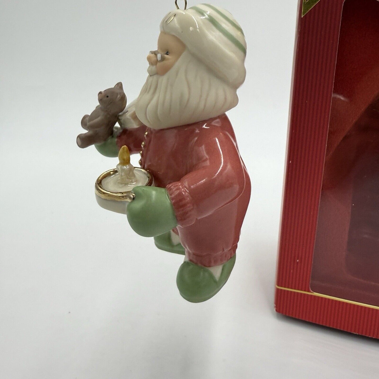 LENOX Annual Christmas Ornament Santa's Slumber Teddy Bear Bedtime Porcelain