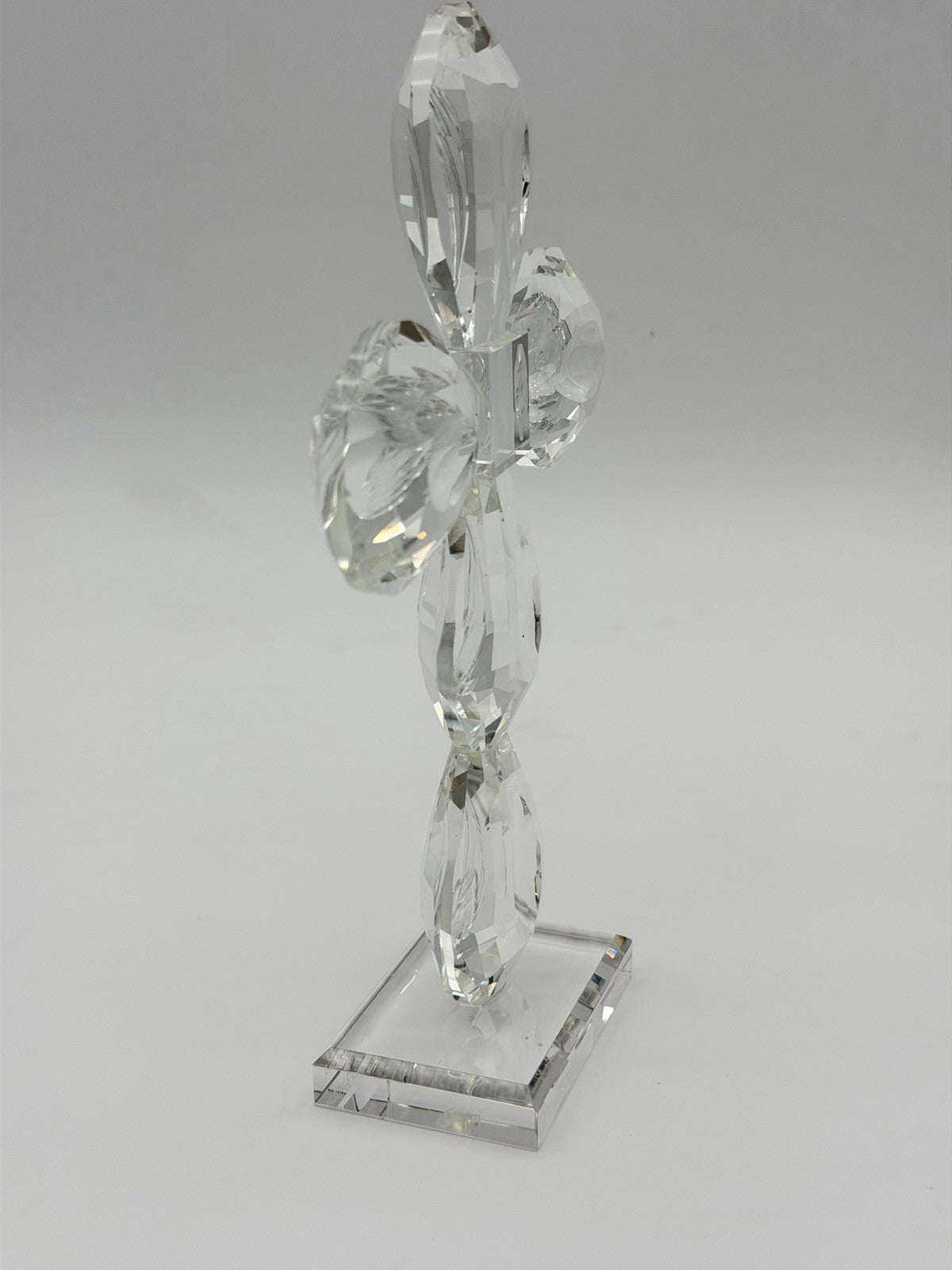 Oleg Cassini Diamond Cut Art Crystal Cross Bless This House Figurine Signed 8.5”