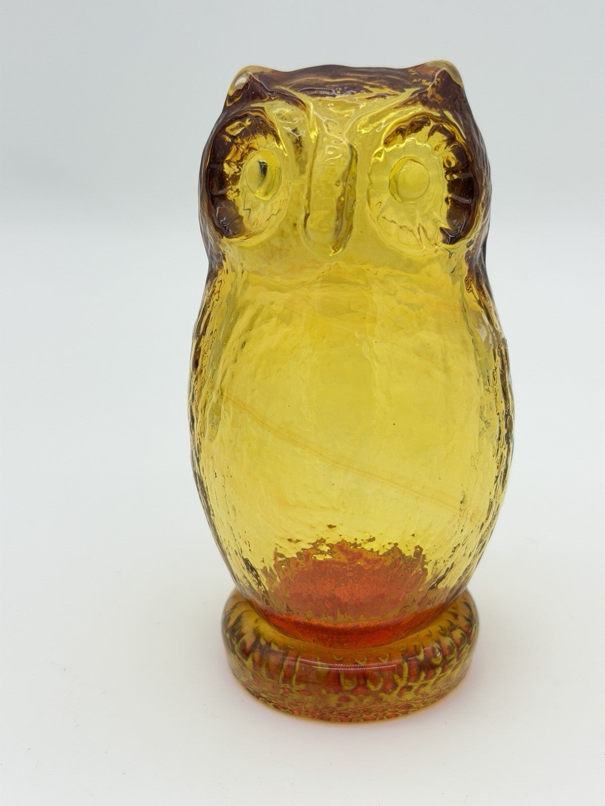 Pilgrim Art Glass Amberina/amber Owl Figurine Vintage 5”H Hand Blown Glass