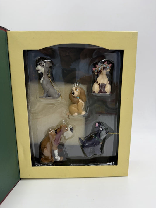 Disney Lady & Tramp Story Book Christmas Ornaments Collection 5 Pcs Set