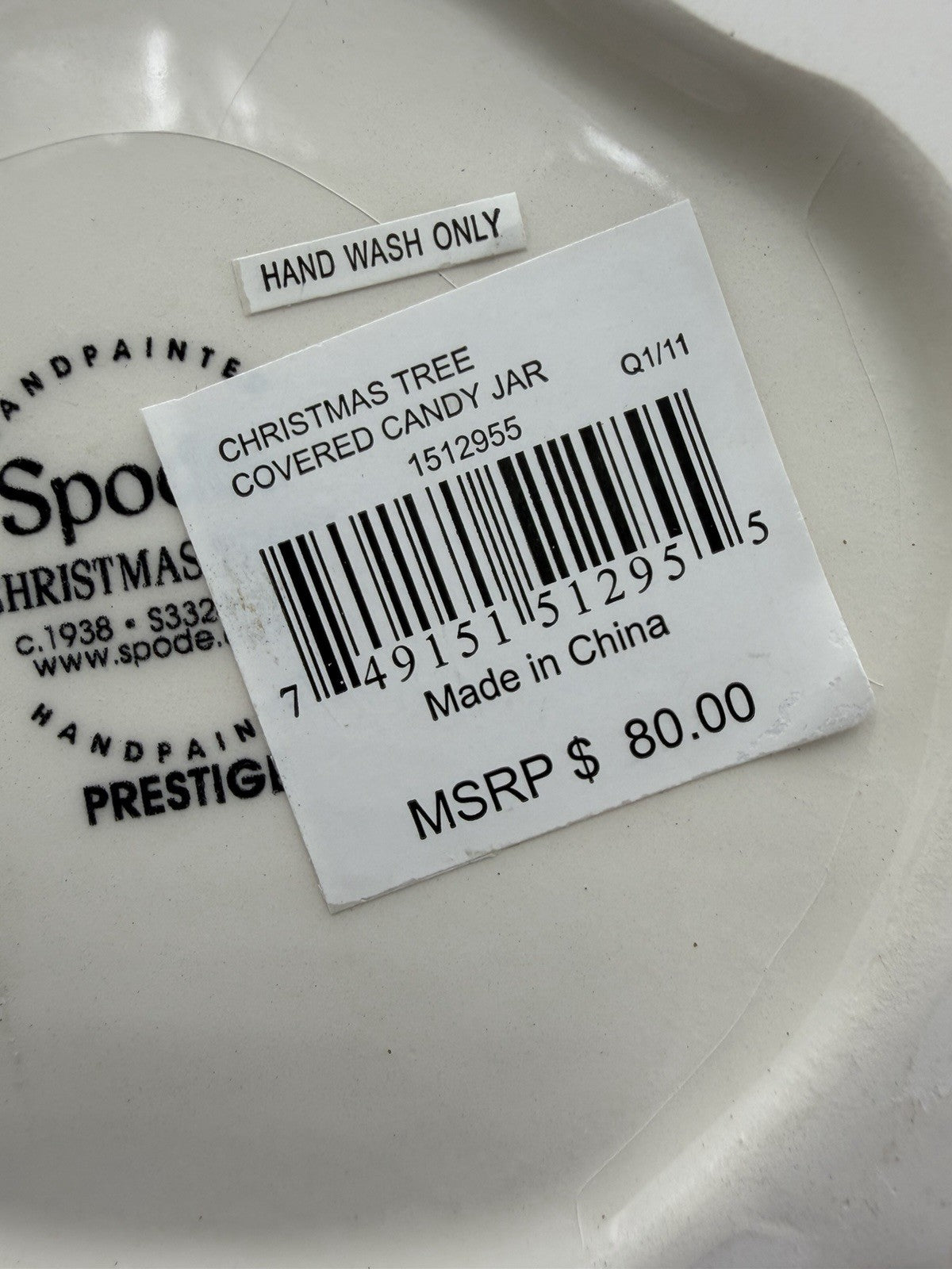 Spode Christmas Tree Cookie Jar & Lid Prestige Collection 9”Tall Vintage Ceramic