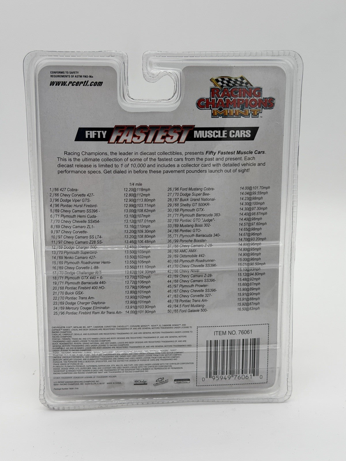 Racing Champions Fifty Fastest Muscle Cars '67 Chevelle SS 396 Red Car Sealed