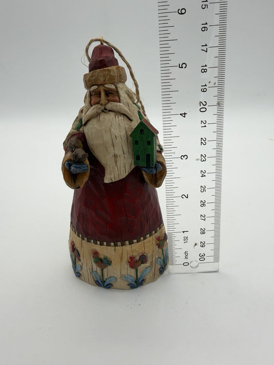 Jim Shore Santa w Birds Birdhouse Christmas Ornament 2002 Vintage Rare 5.5”