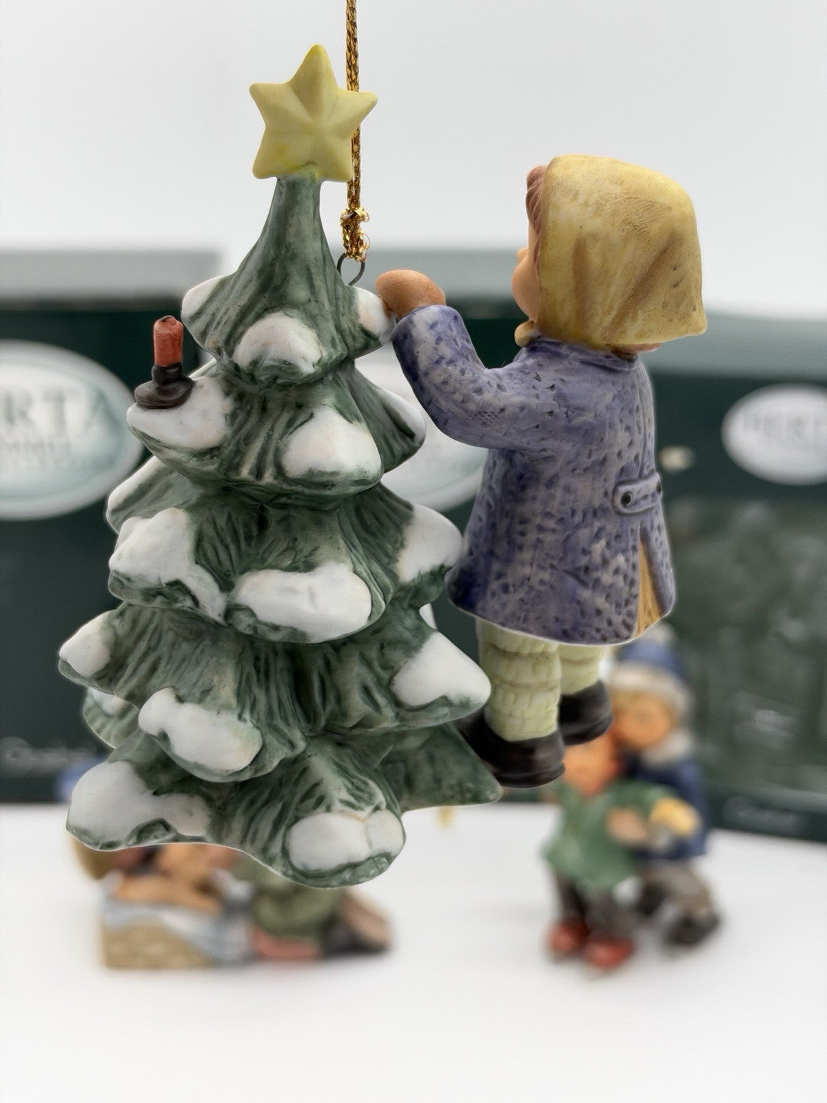 Goebel Berta Hummel Christmas Porcelain Painted Ornaments Set Boxed