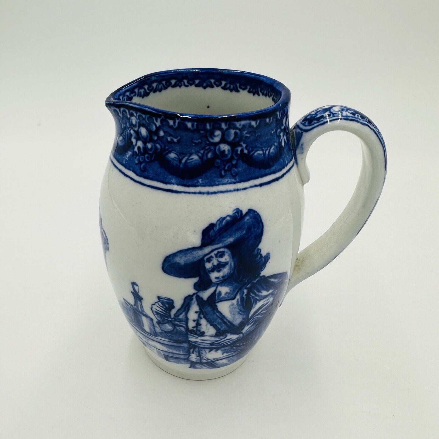 Royal Doulton Pitcher Morissian Flow Blue Pottery The King God Bless Him Antique