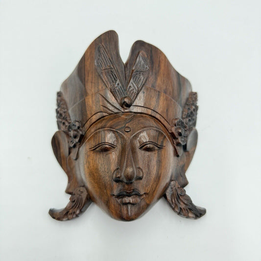 Vintage Balinese Hand Carved Wood Wall Sculpture Deity Goddess Janger Folk Art