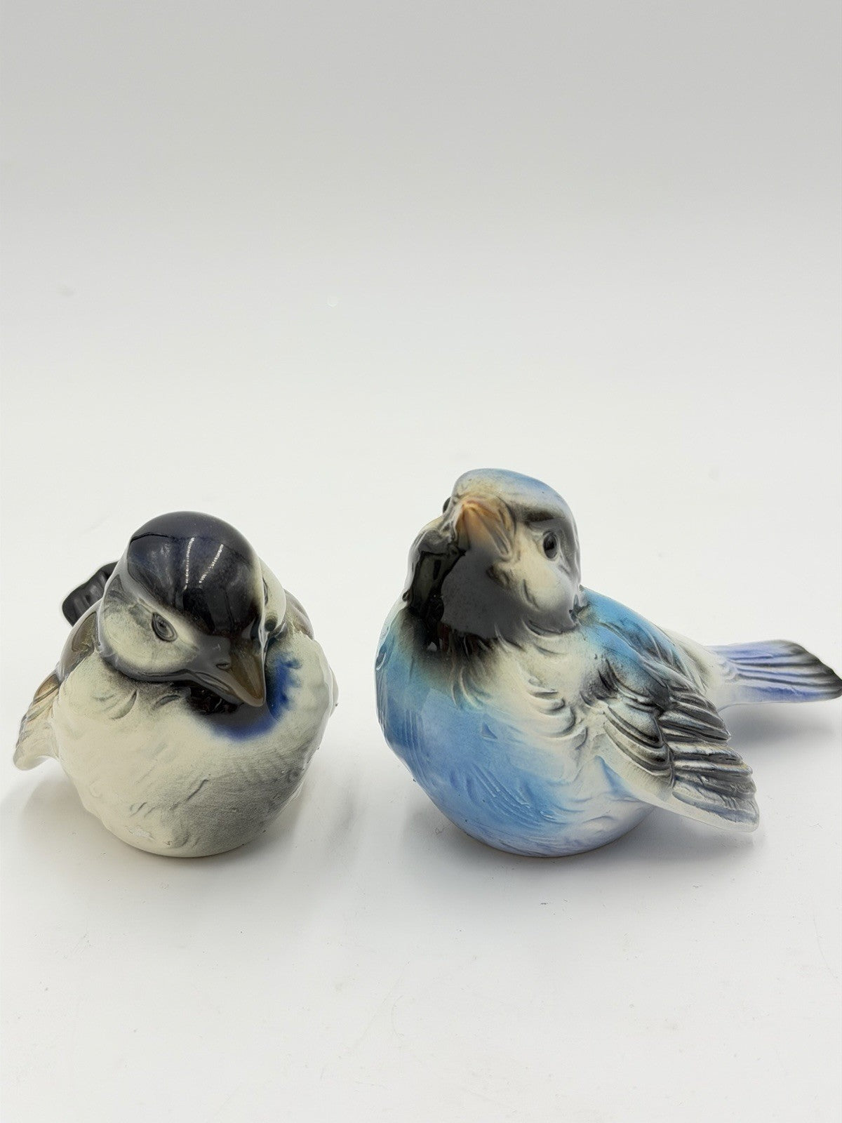 Goebel Germany Blue & Brown Sparrow Bird Figurine Porcelain Vintage Set 2 PCs