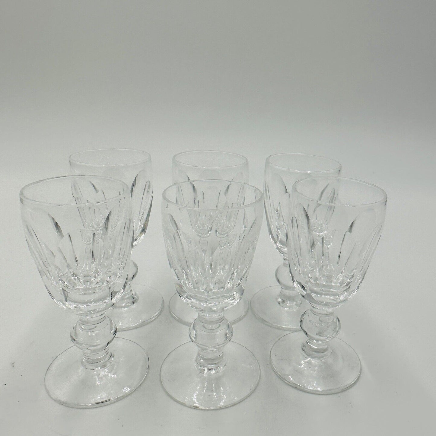 Waterford Crystal Glasses Cordial Kathleen Cut 6 piece Set 3.1in Small Ireland