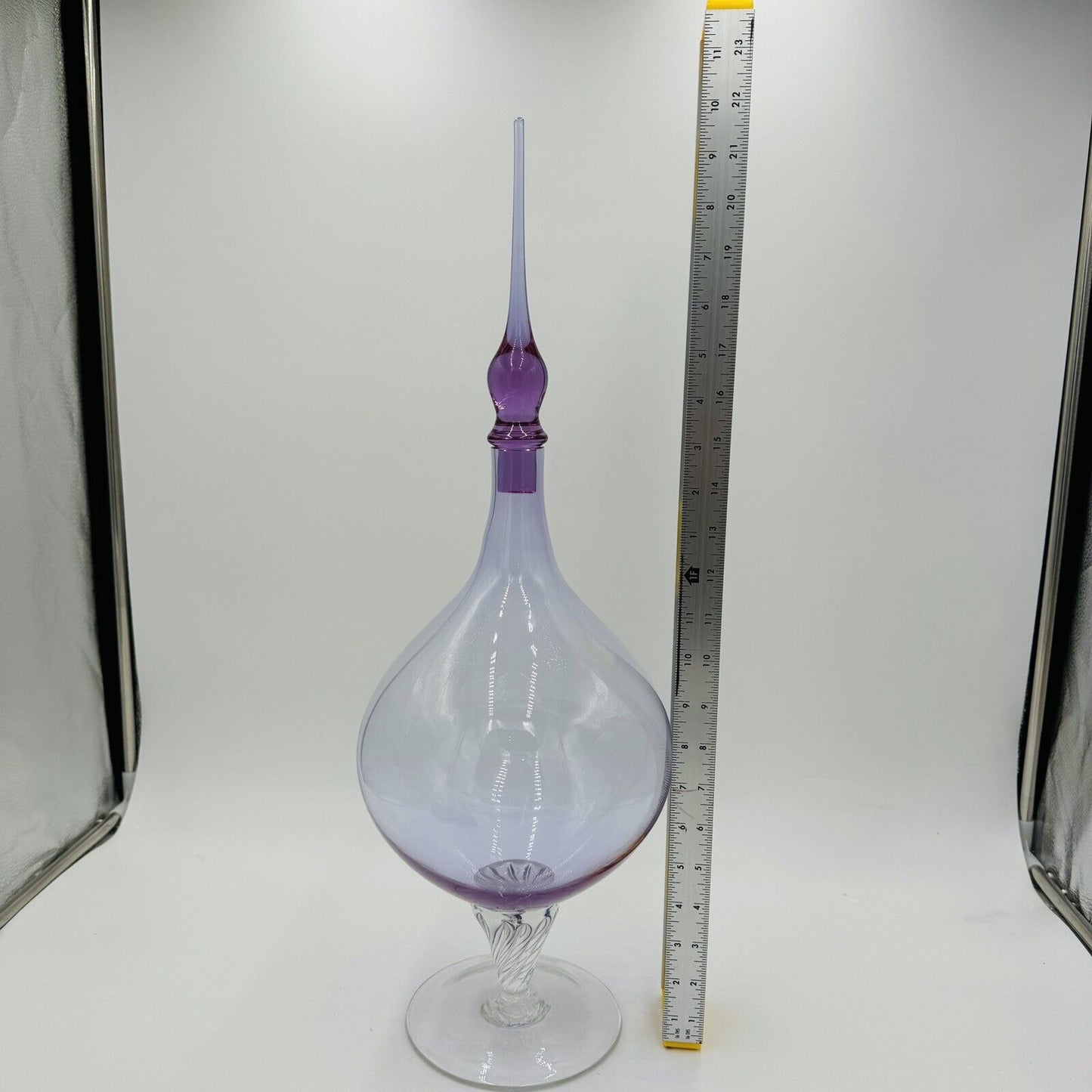 Global Views Art Glass Genie Bottle Julia Buckingham Italy Decanter 22” Purple