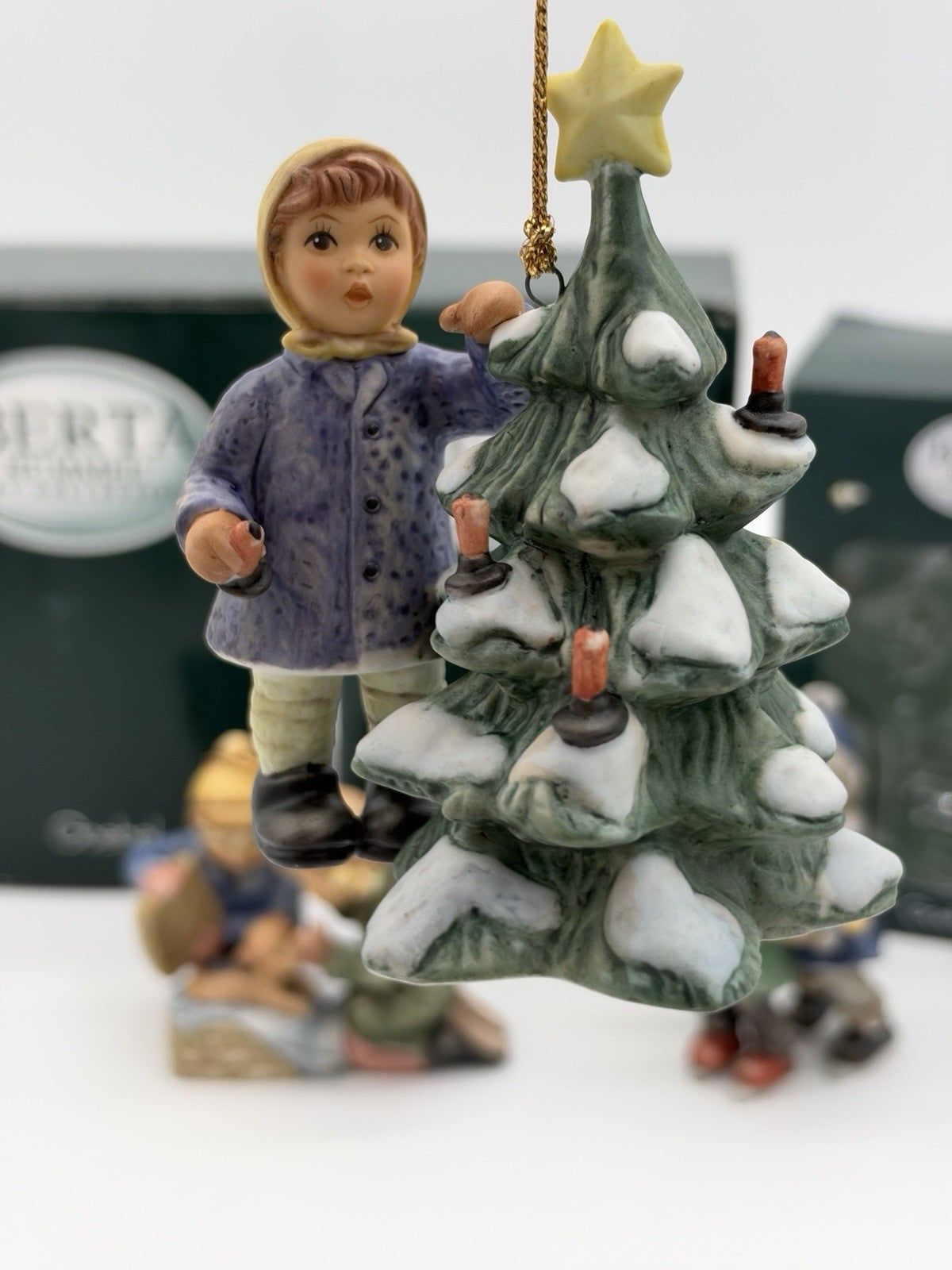 Goebel Berta Hummel Christmas Porcelain Painted Ornaments Set Boxed