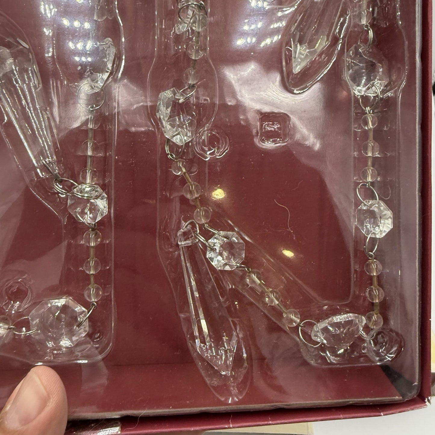 Pottery Barn Christmas Chandelier Glass Garland 60” Clear 4 Sets Boxed