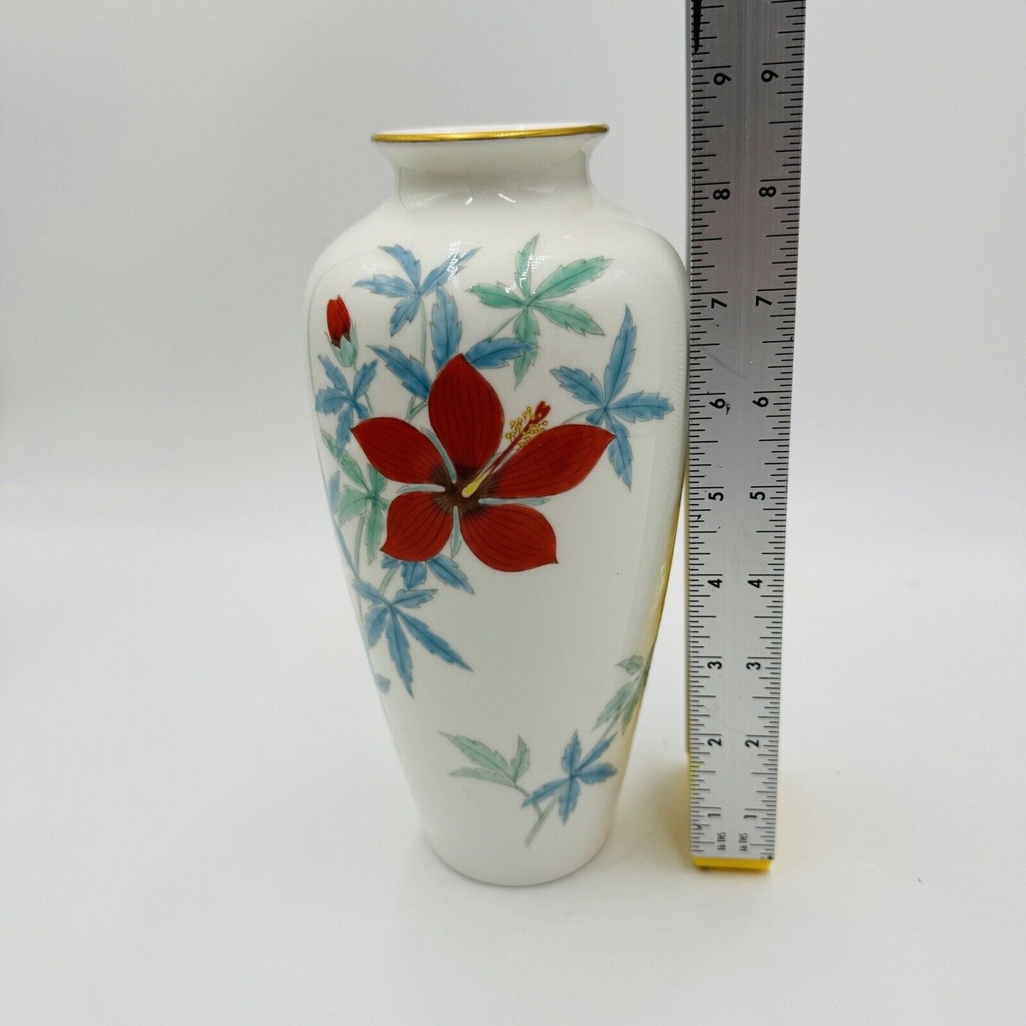 Noritake china Nippon toki kaisha vase with habiscus floral porcelain 8.5in