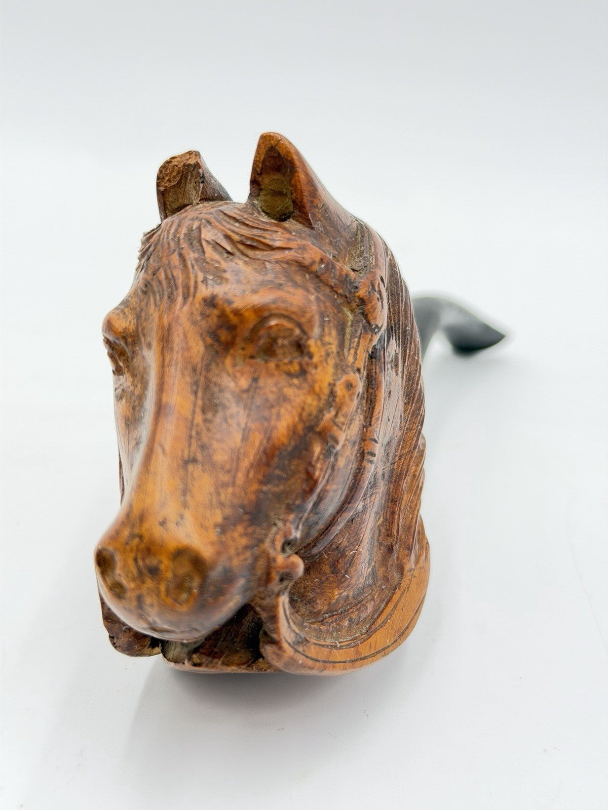 Antique Sommer Paris Wood Carved Horse Head Algerian Briar Tobacco Pipe