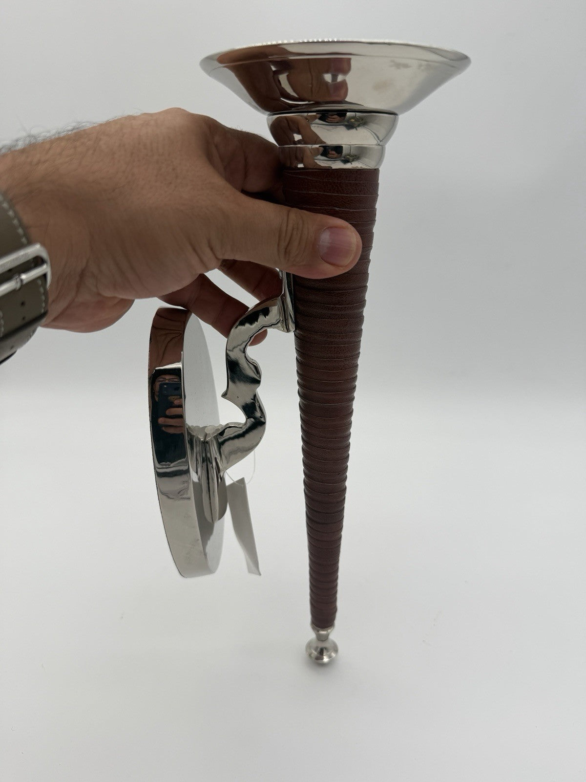 Bombay.co Silver Toned Art Deco Horn-shaped torch-style wall mount candle Holder