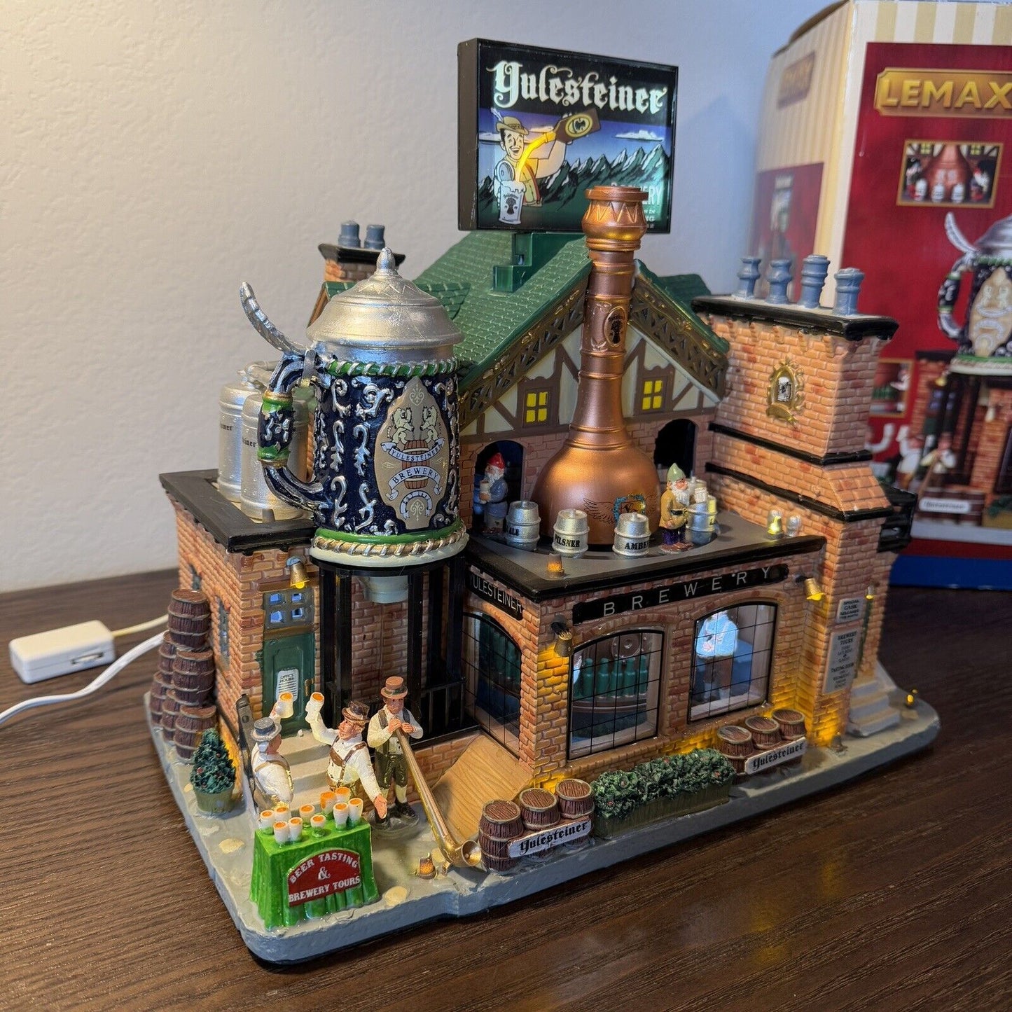 Lemax Yulesteiner Brewery German Beer Animated Sound Lighted Caddington Village