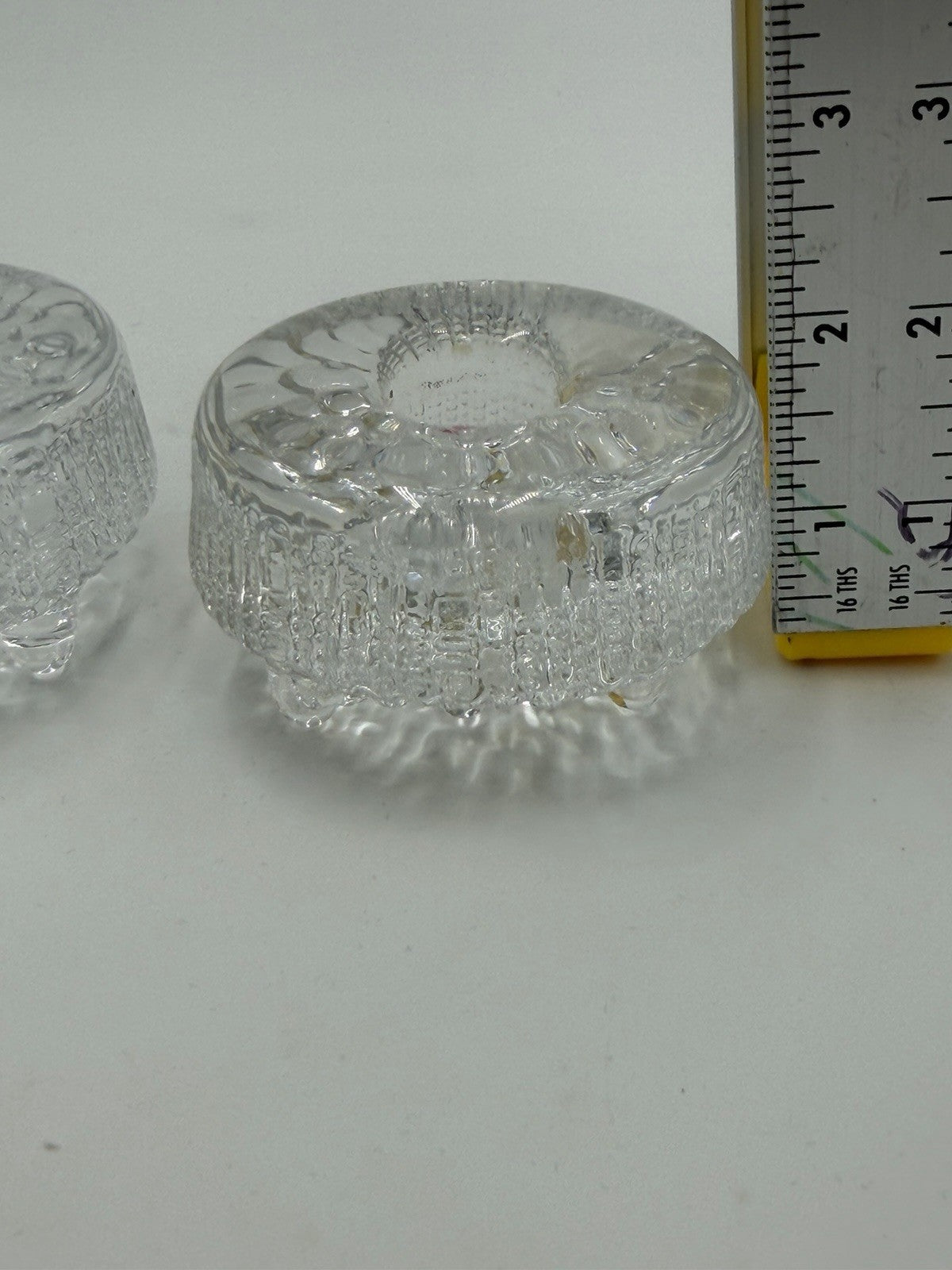 Iittala Crystal  Finland Ultima Thule Pat Wirkkala Design Candle Holders Hobnail