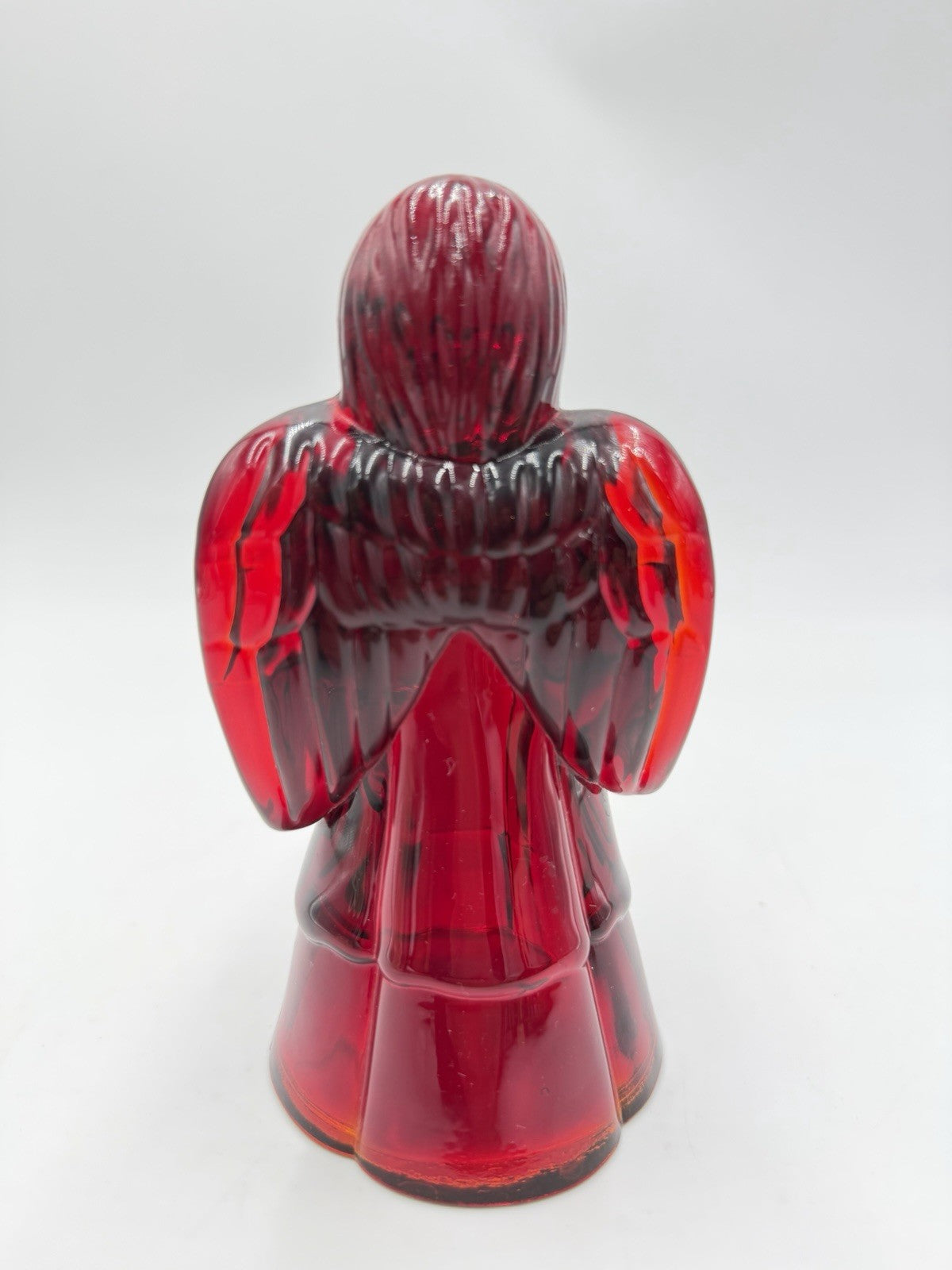 Fenton Art Glass USA Ruby Red Praying Angel Figurine 5.5” Rare Vintage