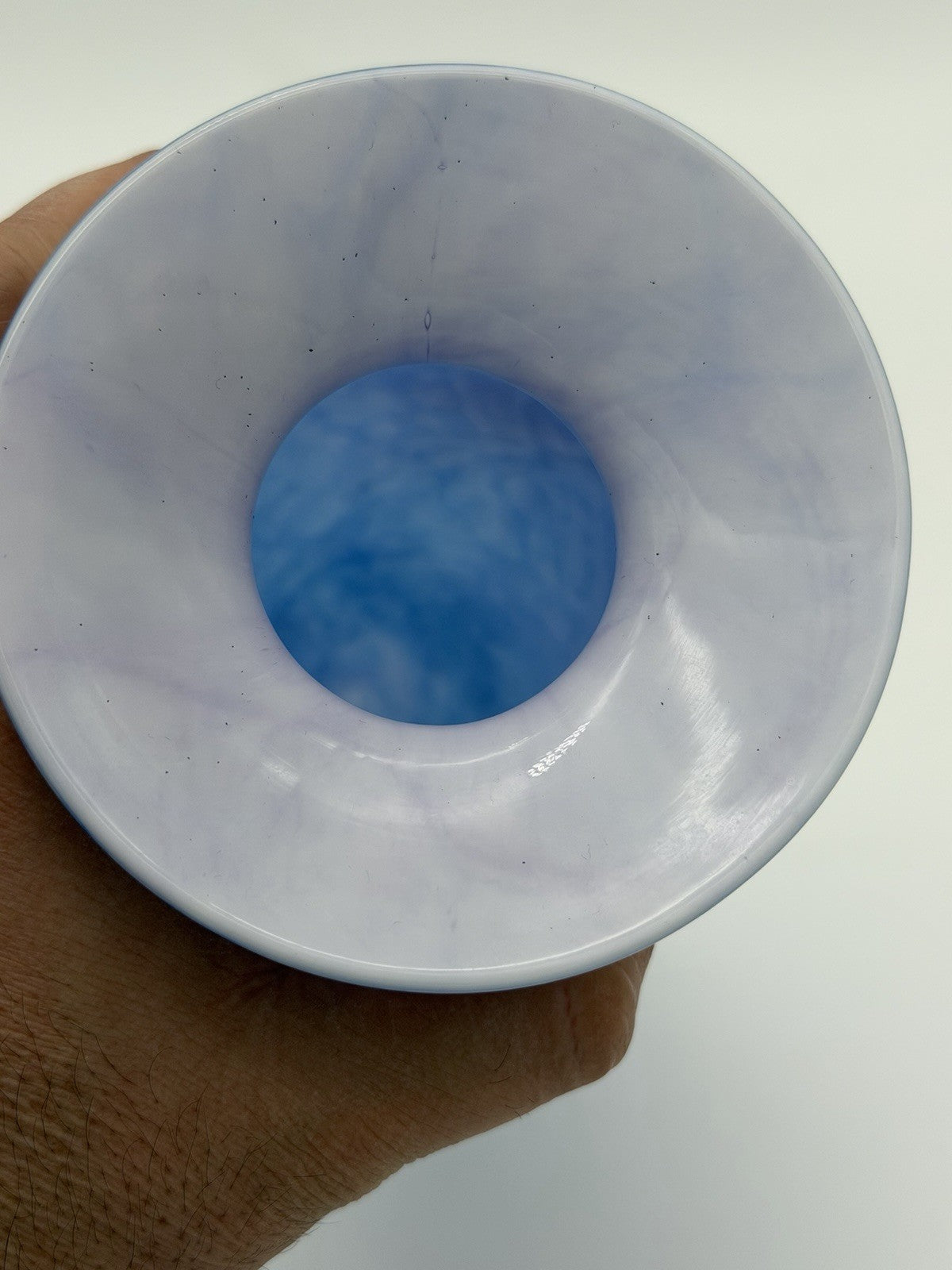 Michael Nourot Studio Art Glass 7.5”H White Cased Blue Vintage Vase 1984
