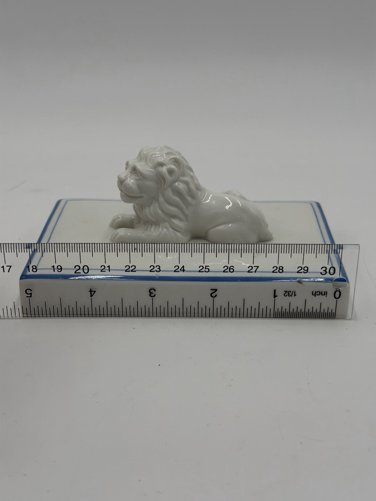 Nymphenburg Porcelain Germany Bavarian Lion Blue Border Antique Figurine