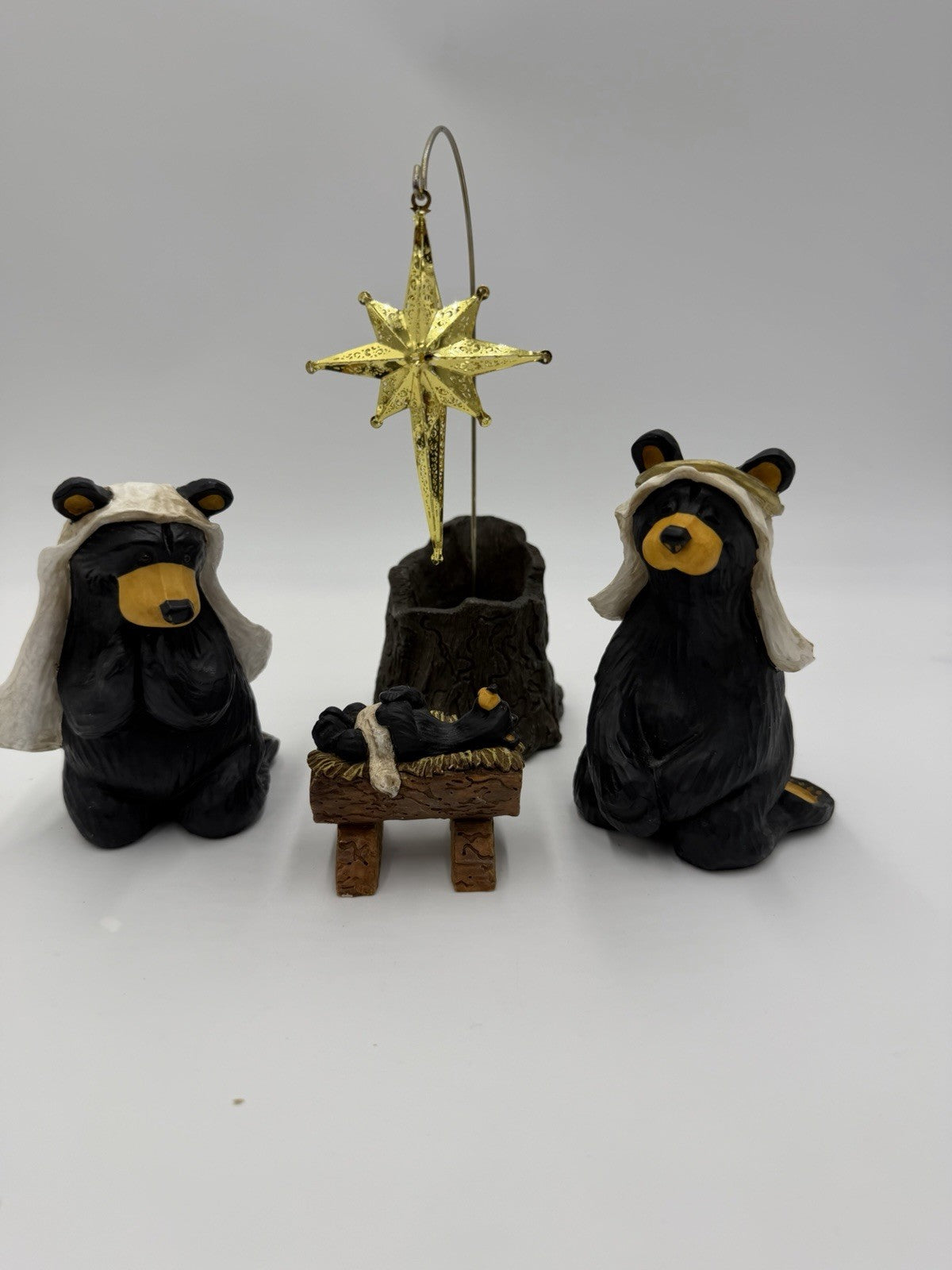 Big Sky Carvers Bearfoots Beartivity Mary Joseph Jesus Star Figurines Nativity