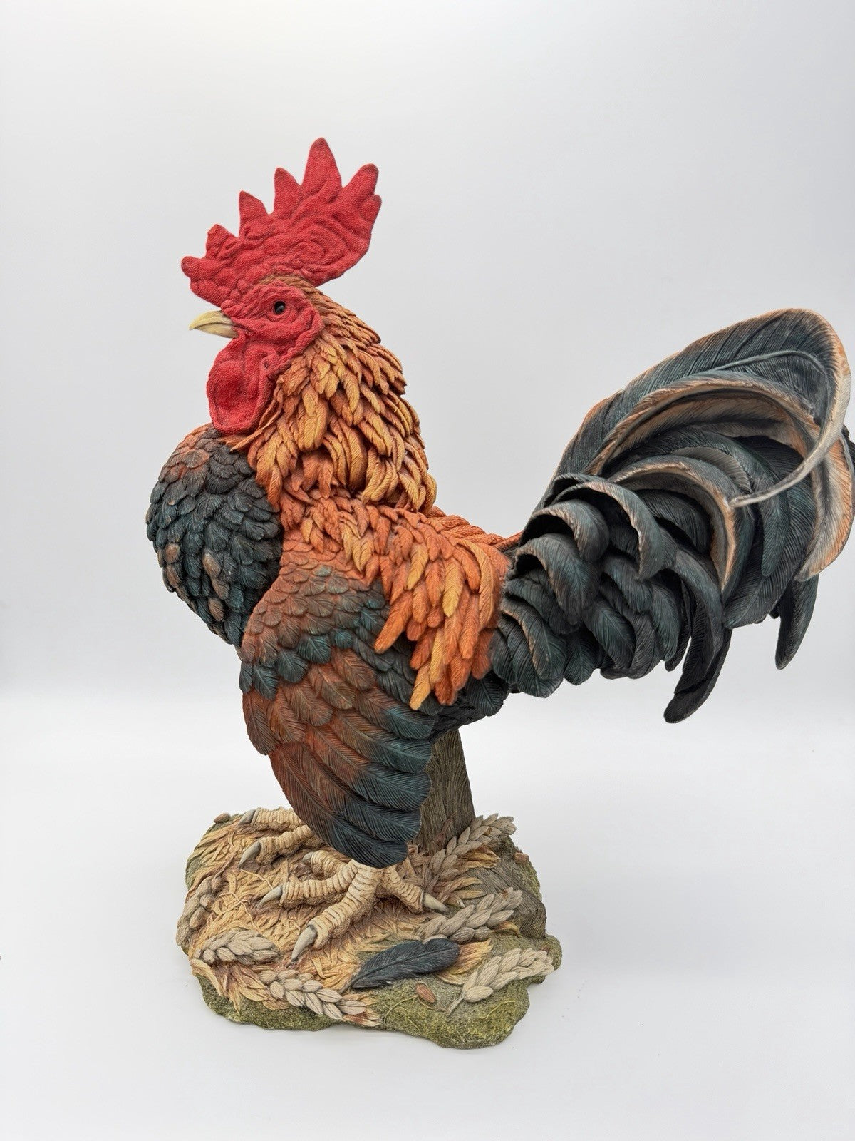 Huge Country Artists England Hand Painted Signed Rooster Sculpture 17”H