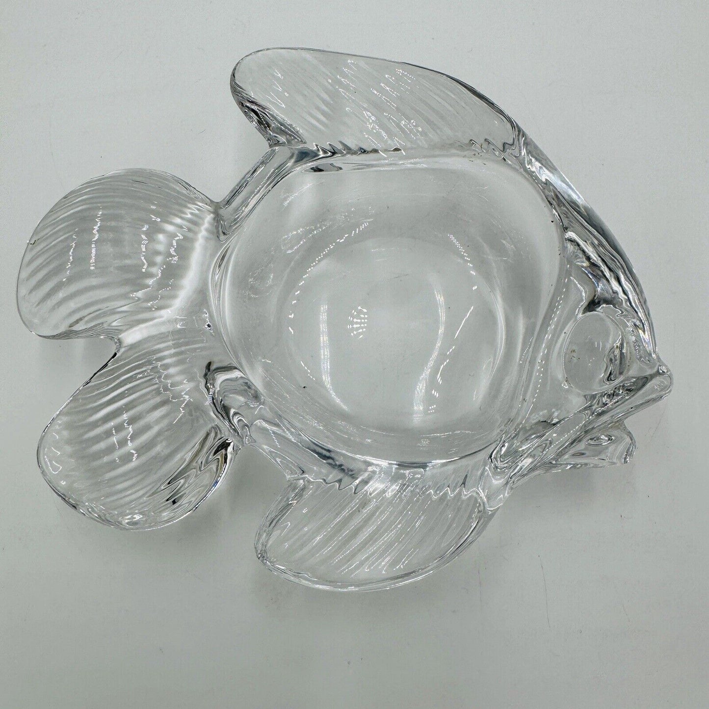 Fish Shaped Candy Trinket Art Vannes France Crystal Ring Dish 2”H x 6.5"L