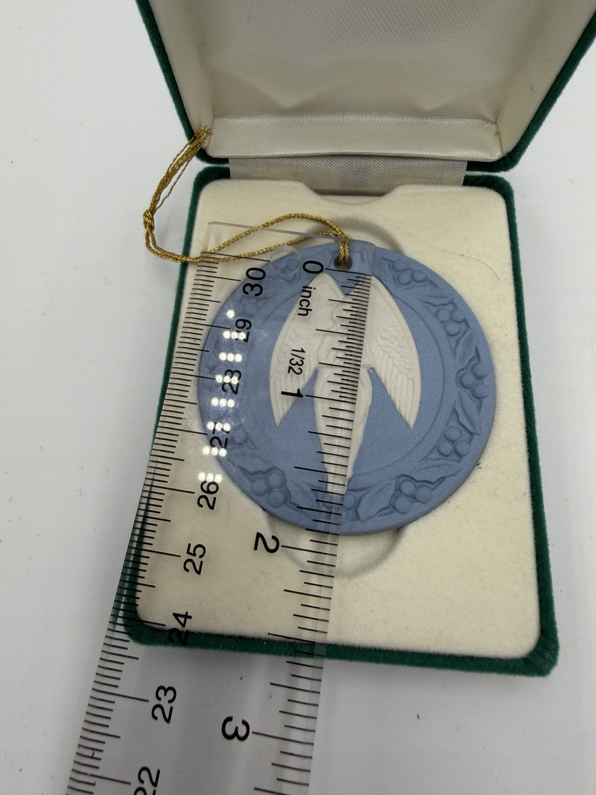 Wedgwood Jasperware  Blue White Angel Christmas Ornament Round England