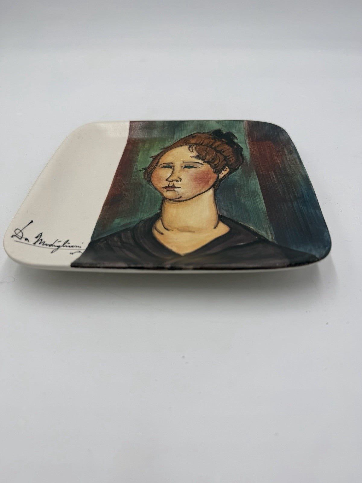 Amedeo Modigliani's 1918 Italy impressionist oil Burgundian Woman wall plate