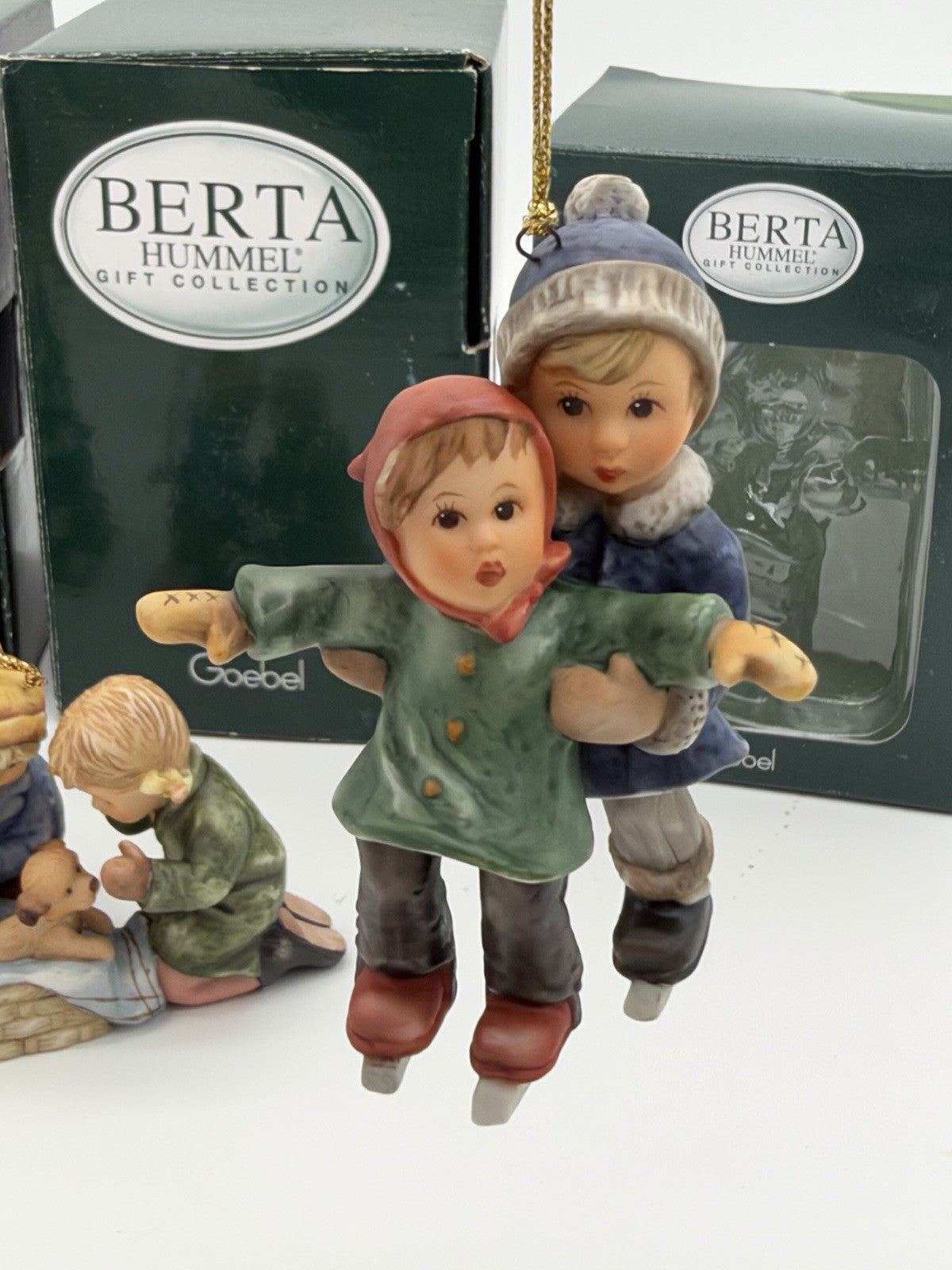 Goebel Berta Hummel Christmas Porcelain Painted Ornaments Set Boxed