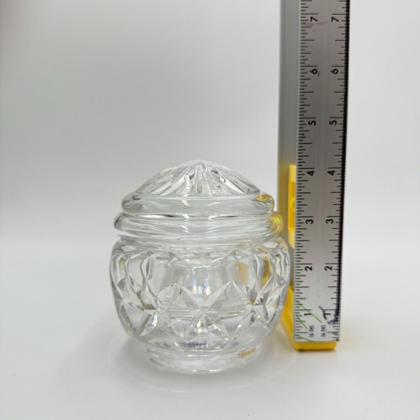 Waterford Crystal Round 4 Inch Heavy Dresser Powder Box Covered Jar Rare