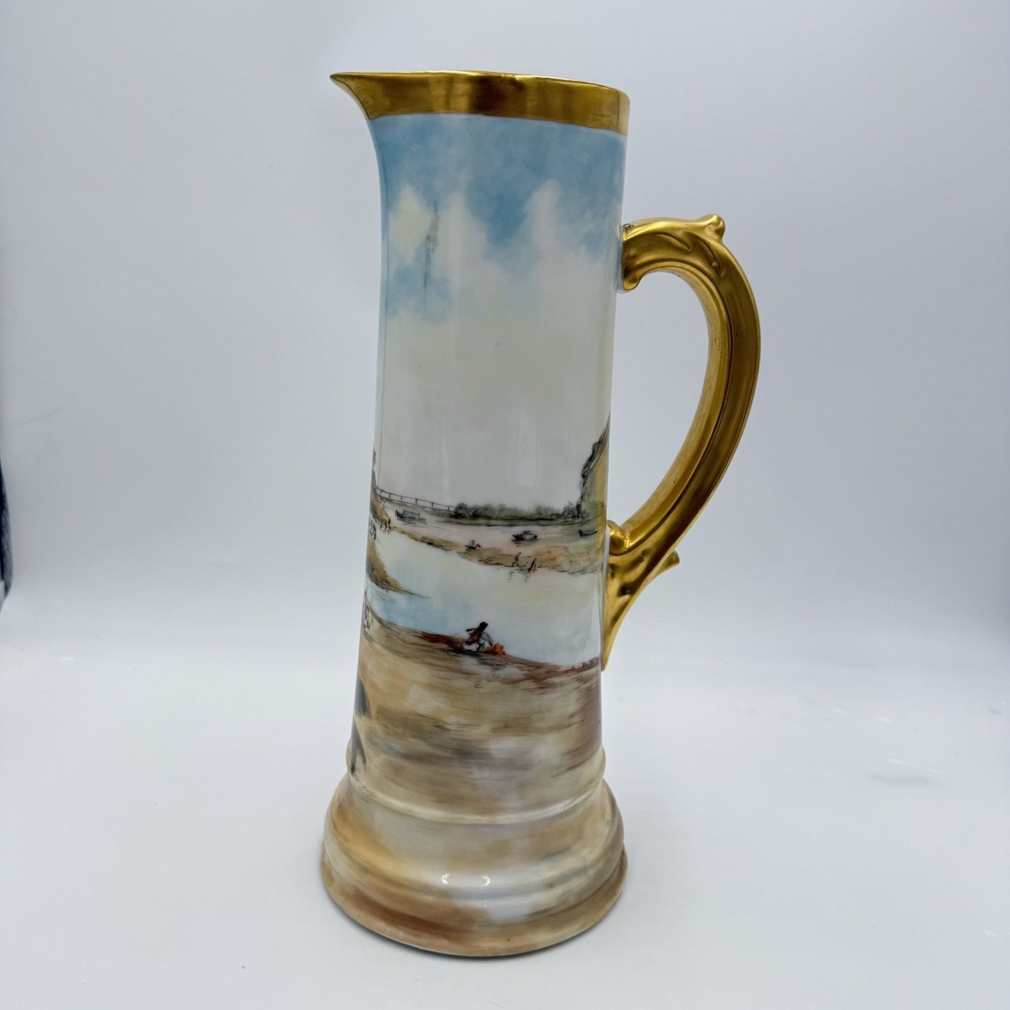 T&V Limoges France Hand Painted Pitcher Signed By Woodrow 1899 14.5” Donkey
