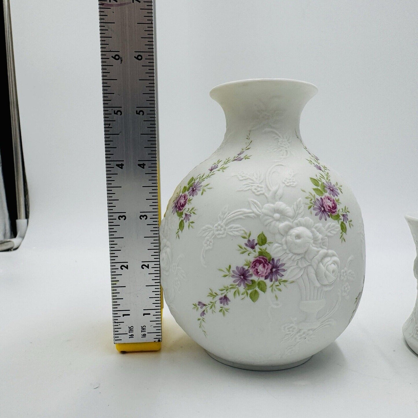 kaiser porcelain W.Germany Monaco patterned bud vase and Votive candleholder Vtg