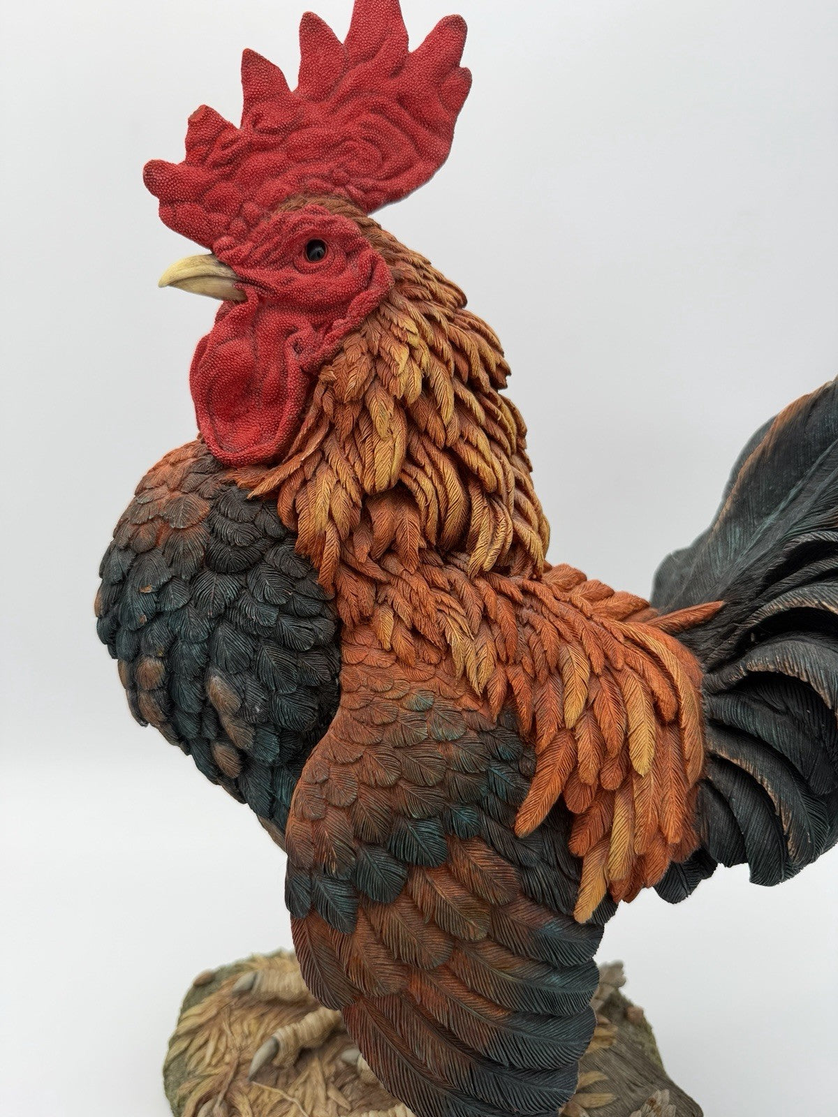 Huge Country Artists England Hand Painted Signed Rooster Sculpture 17”H