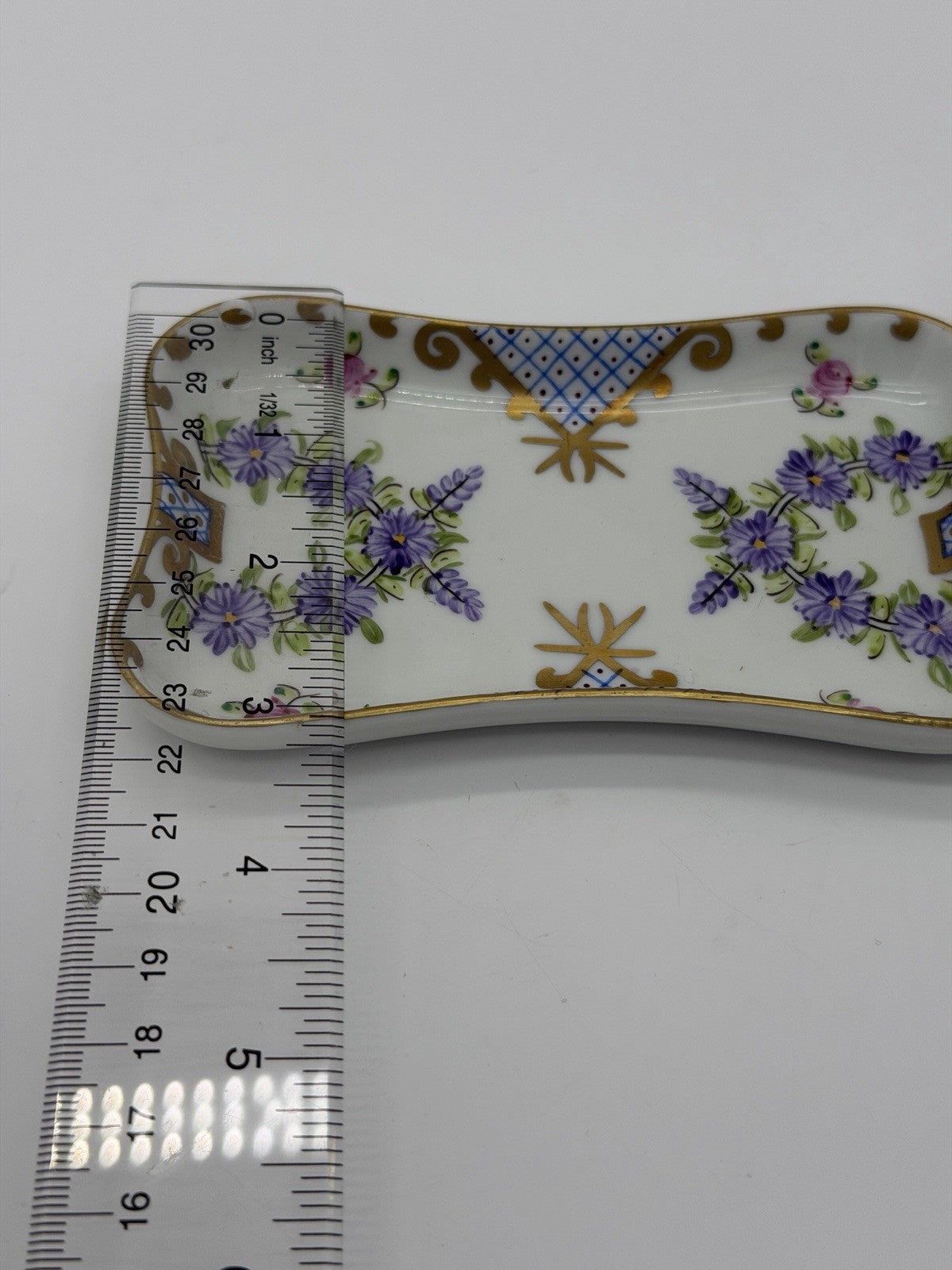Limoges France Porcelain Hand Painted Floral Pattern Tray/dish 5”x3”