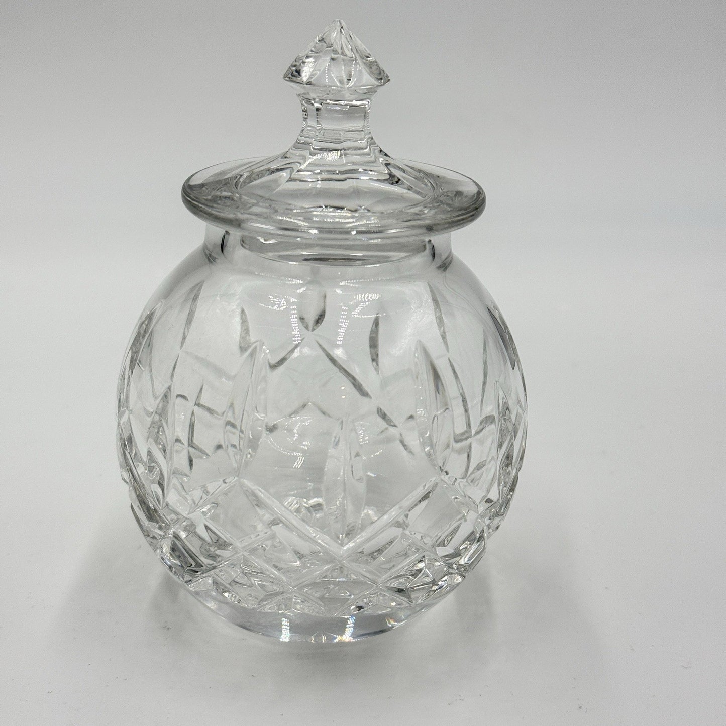 Vintage Waterford Crystal Lismore Honey Pot With Lid Clear 5in Ireland Gothic
