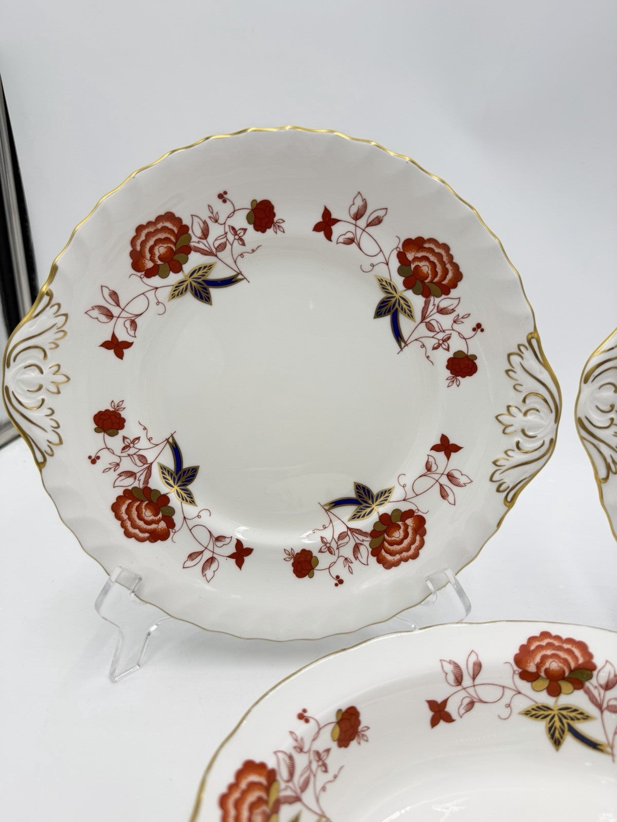 Royal Crown Derby English Porcelain BALI A.1100 XXXIII Vegetable Bowl & 2 Plates