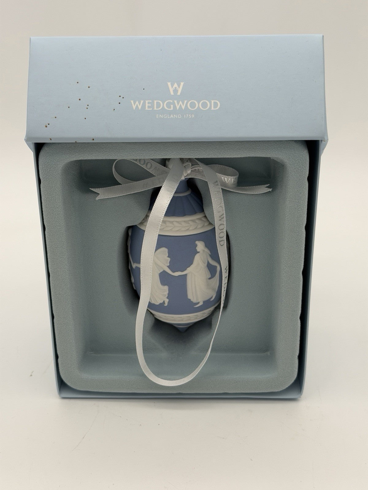 Wedgwood Jasperware Dancing Hours Blue/white Christmas Ornament Porcelain