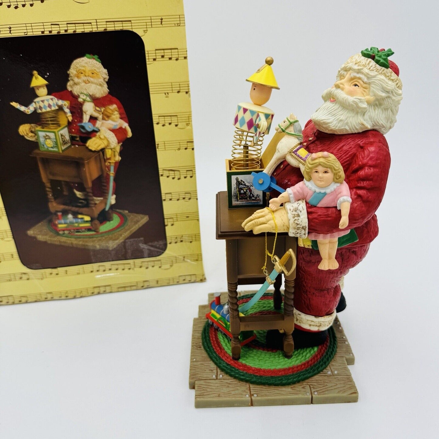 Enesco Small World Of Music Christmas Santa Wind Up Toys Box Holiday Rare