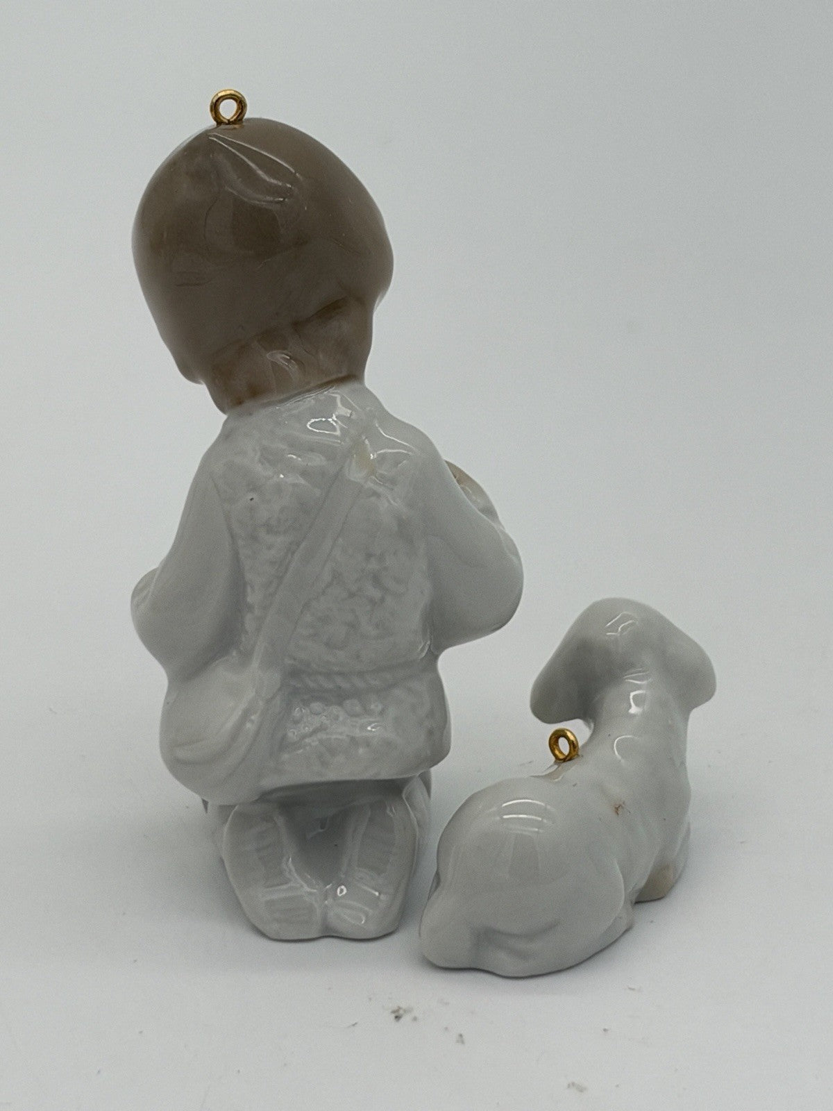 Lladro Spain Porcelain Miniature Shepherd & Sheep Christmas Ornament
