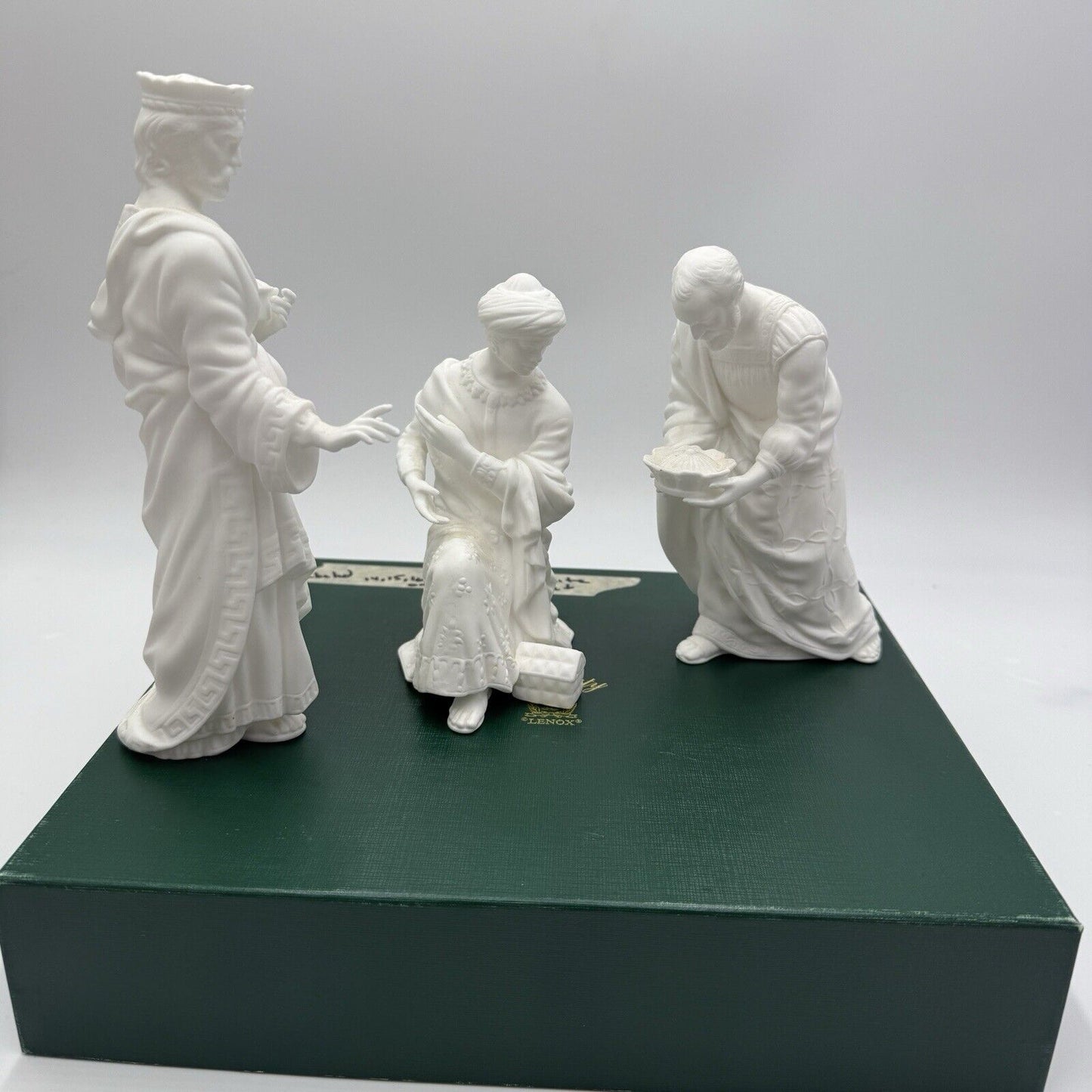 Lenox The Nativity White Bisque Porcelain 3 Wisemen Figurines 8” Box The Kings