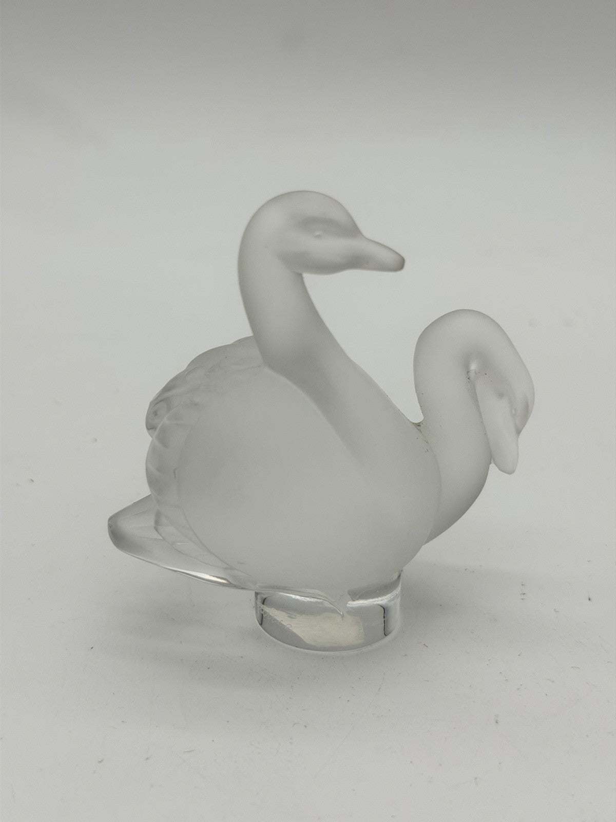 Lalique France Crystal Frosted Pair Of Swans 3” Figurine Signed Vintage French