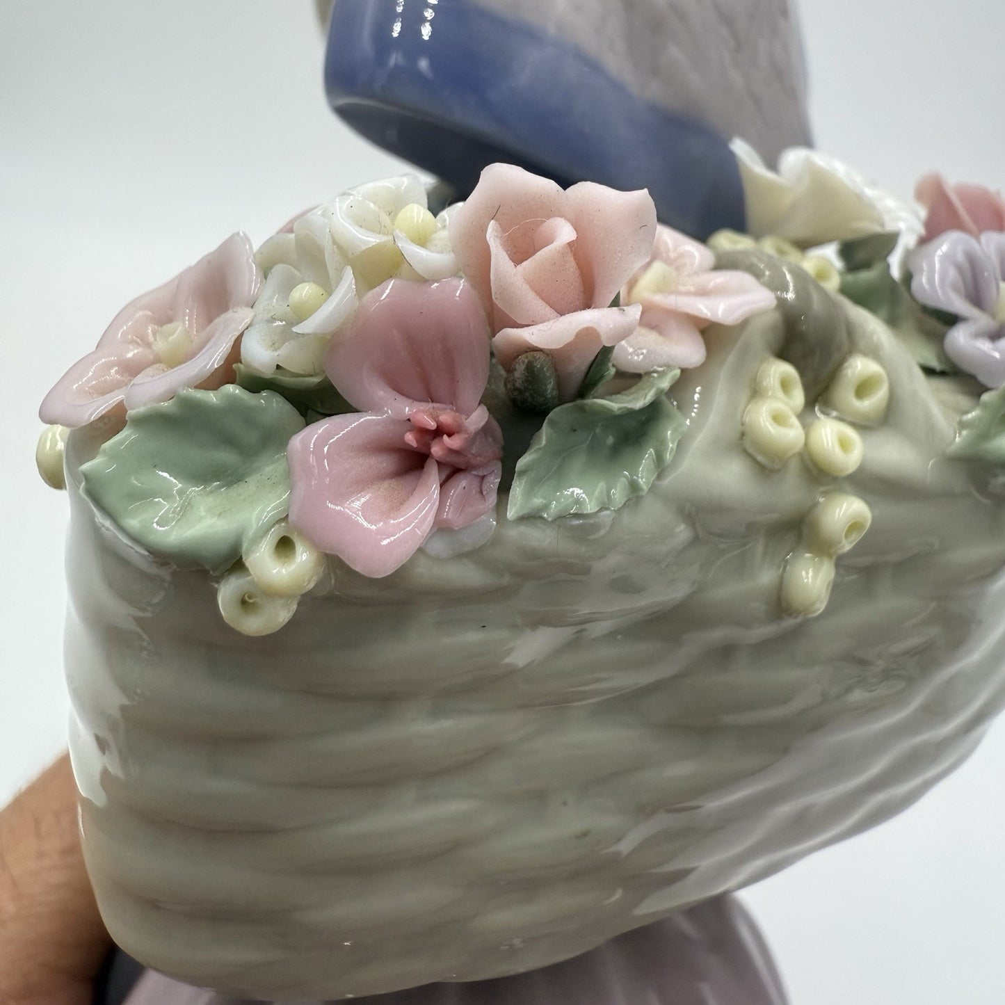Lladro Spain Porcelain Nature's Bounty Girl w/ Flower Basket 1983 Figurine 10”