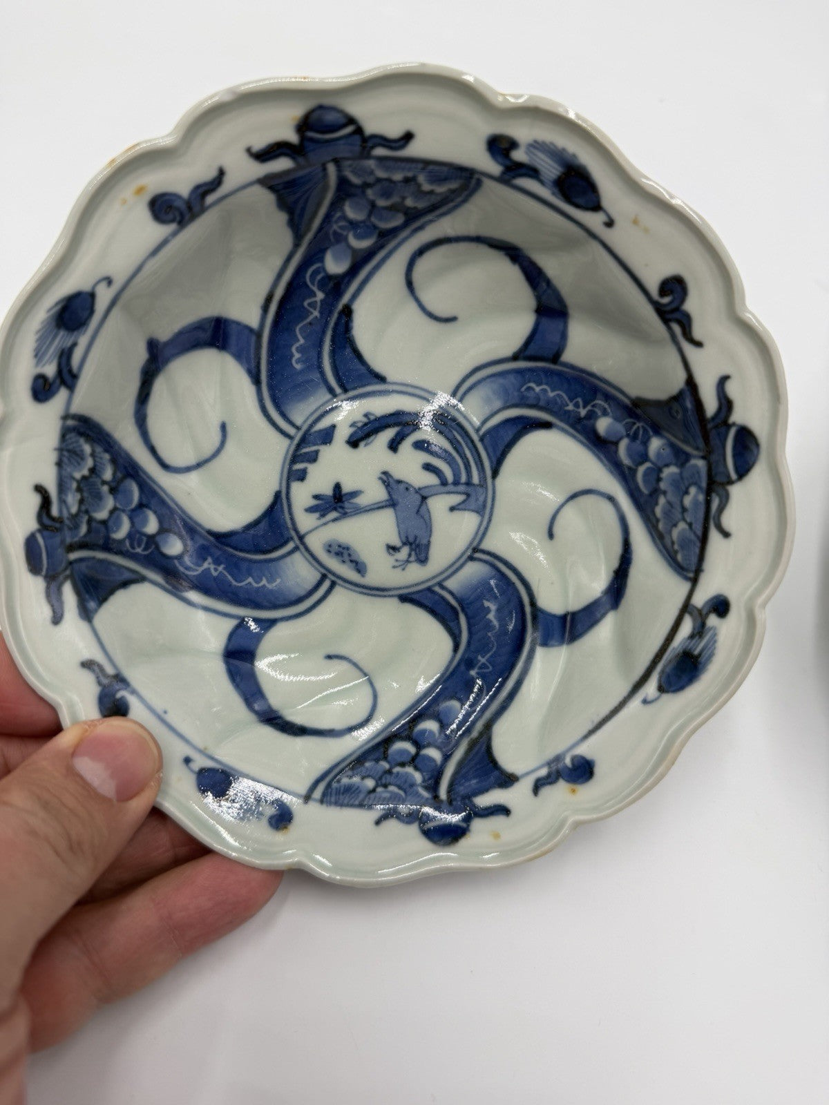 Antique lobed Japanese Imari Arita bowl 1760-90 handpainted #5040A