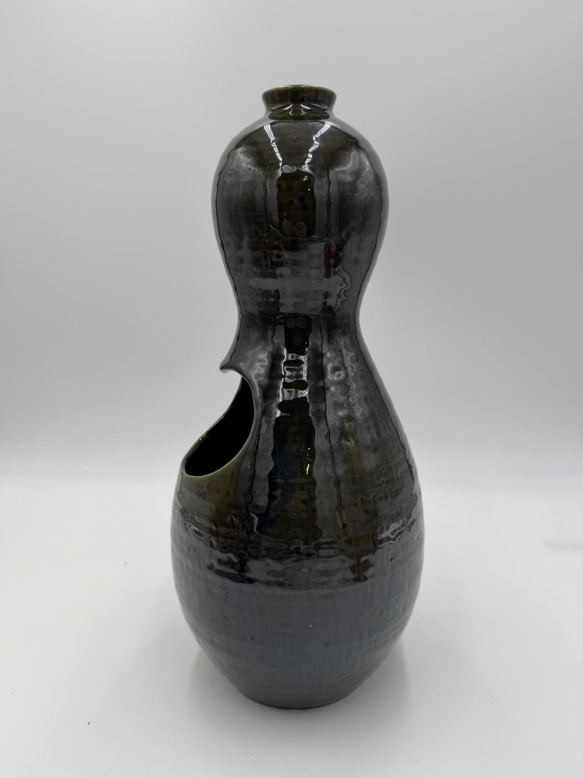 Large MCM Hyalyn RC-7 Gourd Vase 14" 1966 Ikebana Planter Green Olive