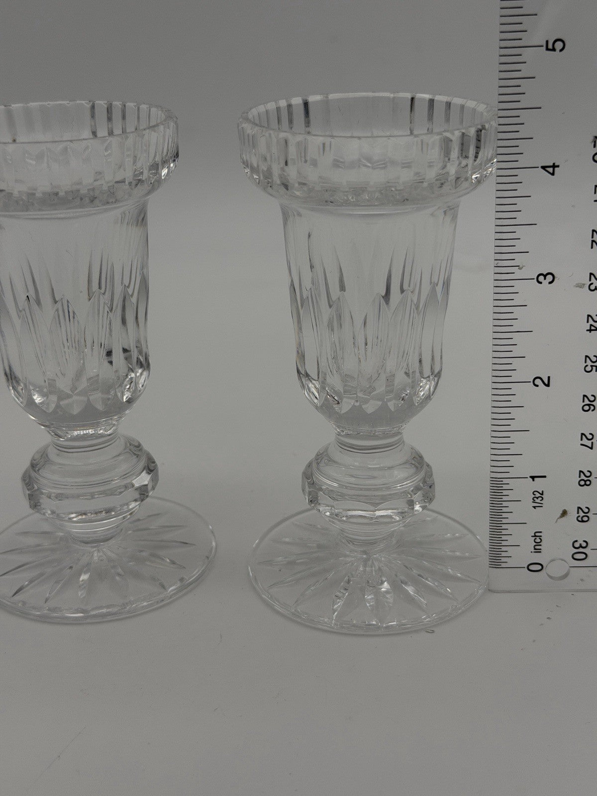 Tipperary Crystal Taper Candle Stick Holders Pair  Ireland 4.5" Clear Cut