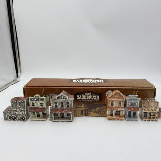 Vintage Sagebrush Junction Old West Models Buildings Set W/box Ceramic